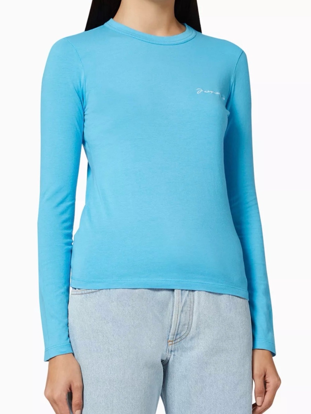 Light Blue Long-Sleeve Crewneck Top
